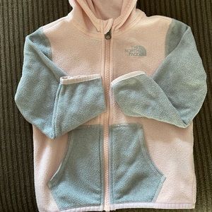 Toddler girls north face zip up hooded fleece jacket